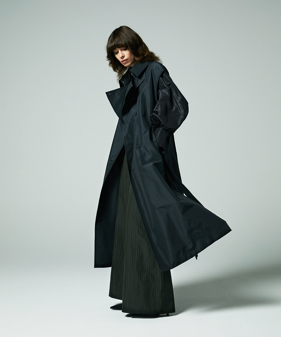 EAUVIRE ストライプワイドパンツ カーキストライプ