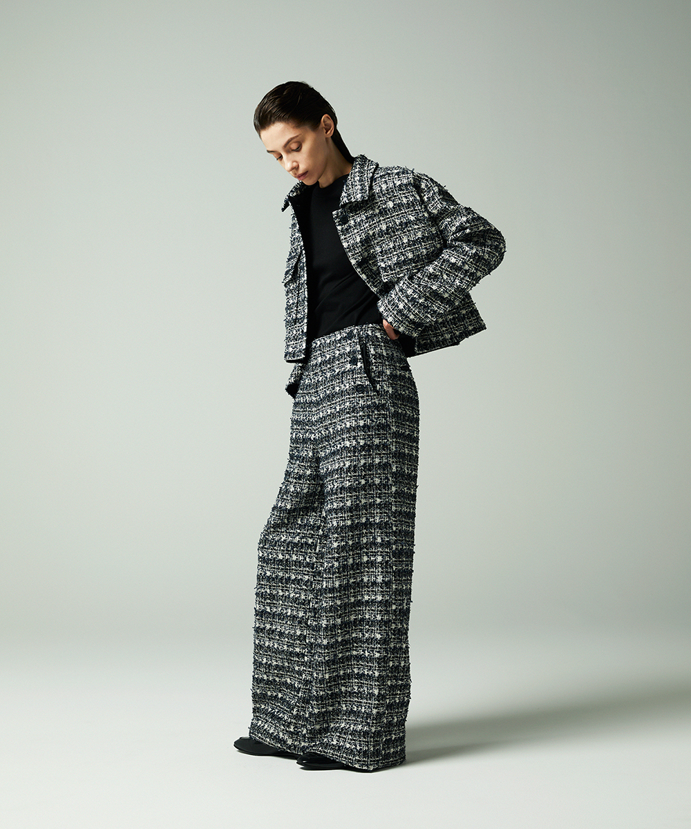 EAUVIRE ミックスツイードパンツ ネイビー