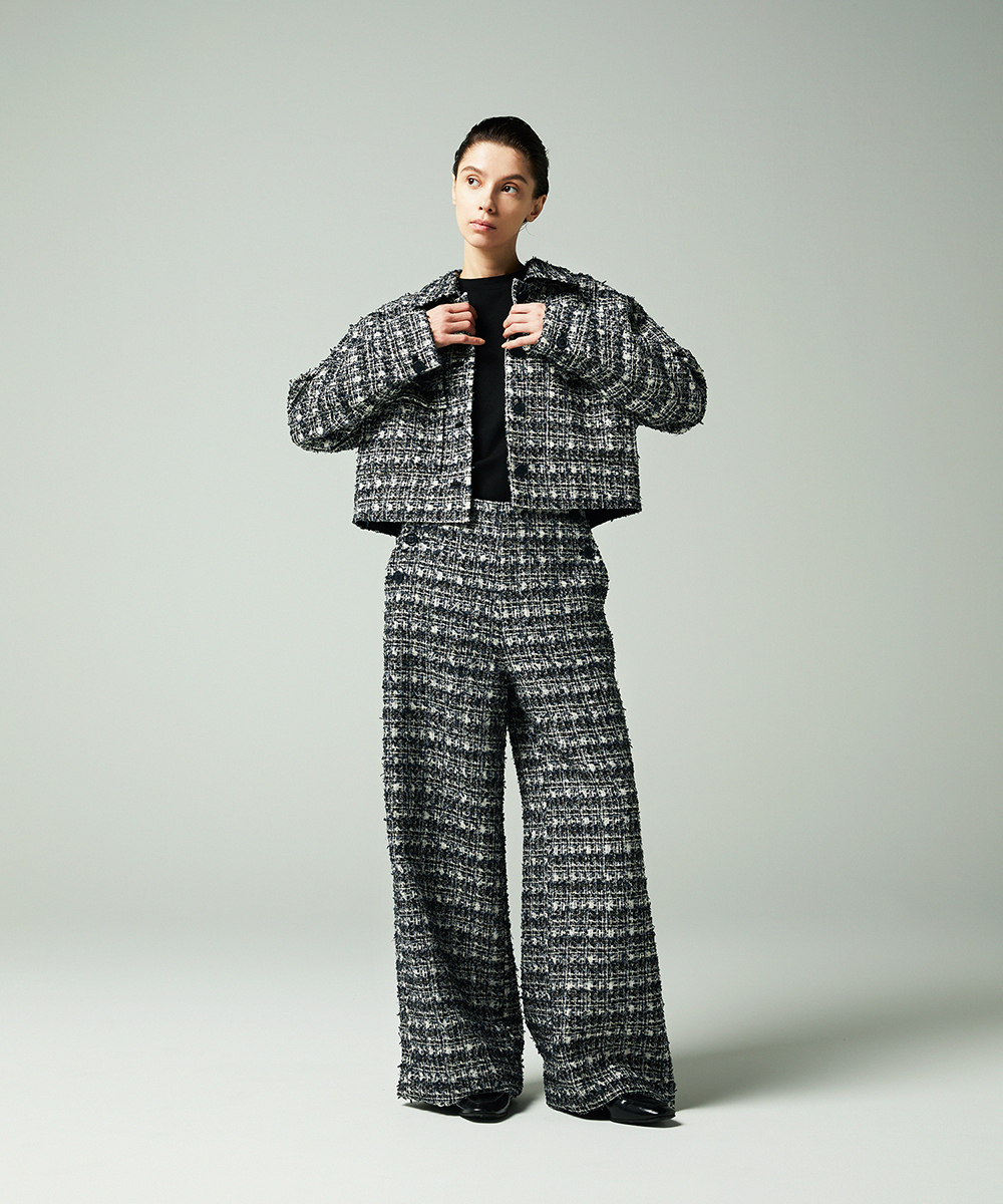 EAUVIRE ミックスツイードパンツ ネイビー