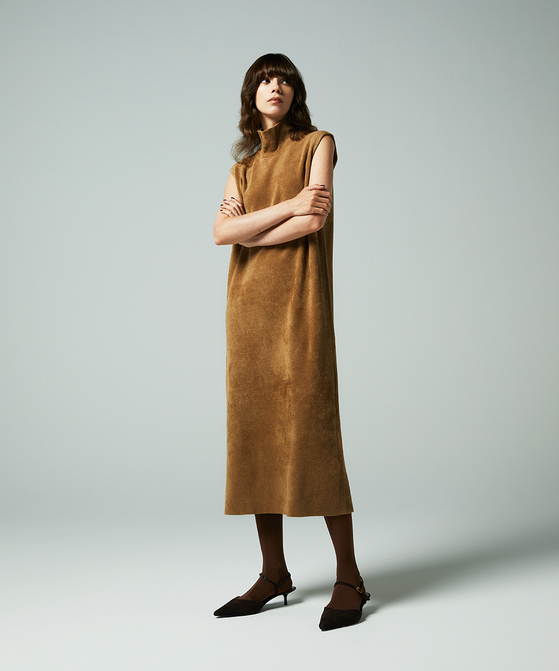 EAUVIRE ハイネックニットドレス ベージュ