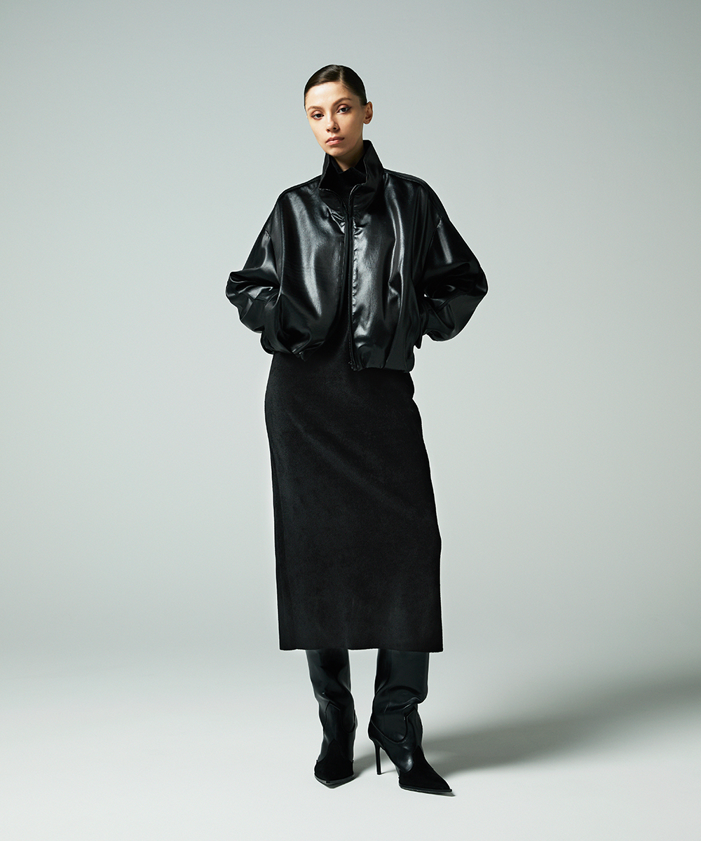 EAUVIRE ハイネックニットドレス ベージュ