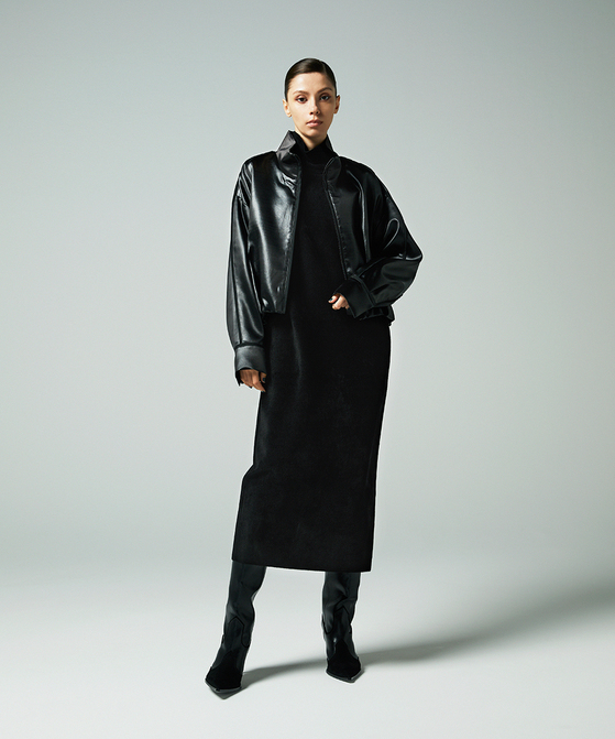 EAUVIRE ハイネックニットドレス ベージュ