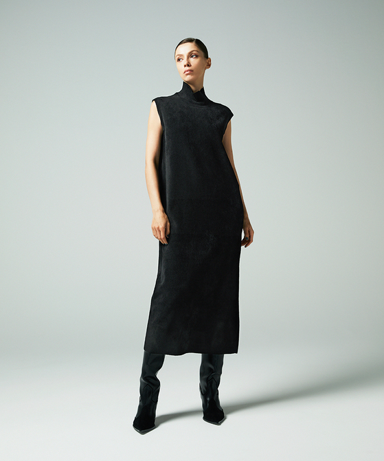 EAUVIRE ハイネックニットドレス ブラック