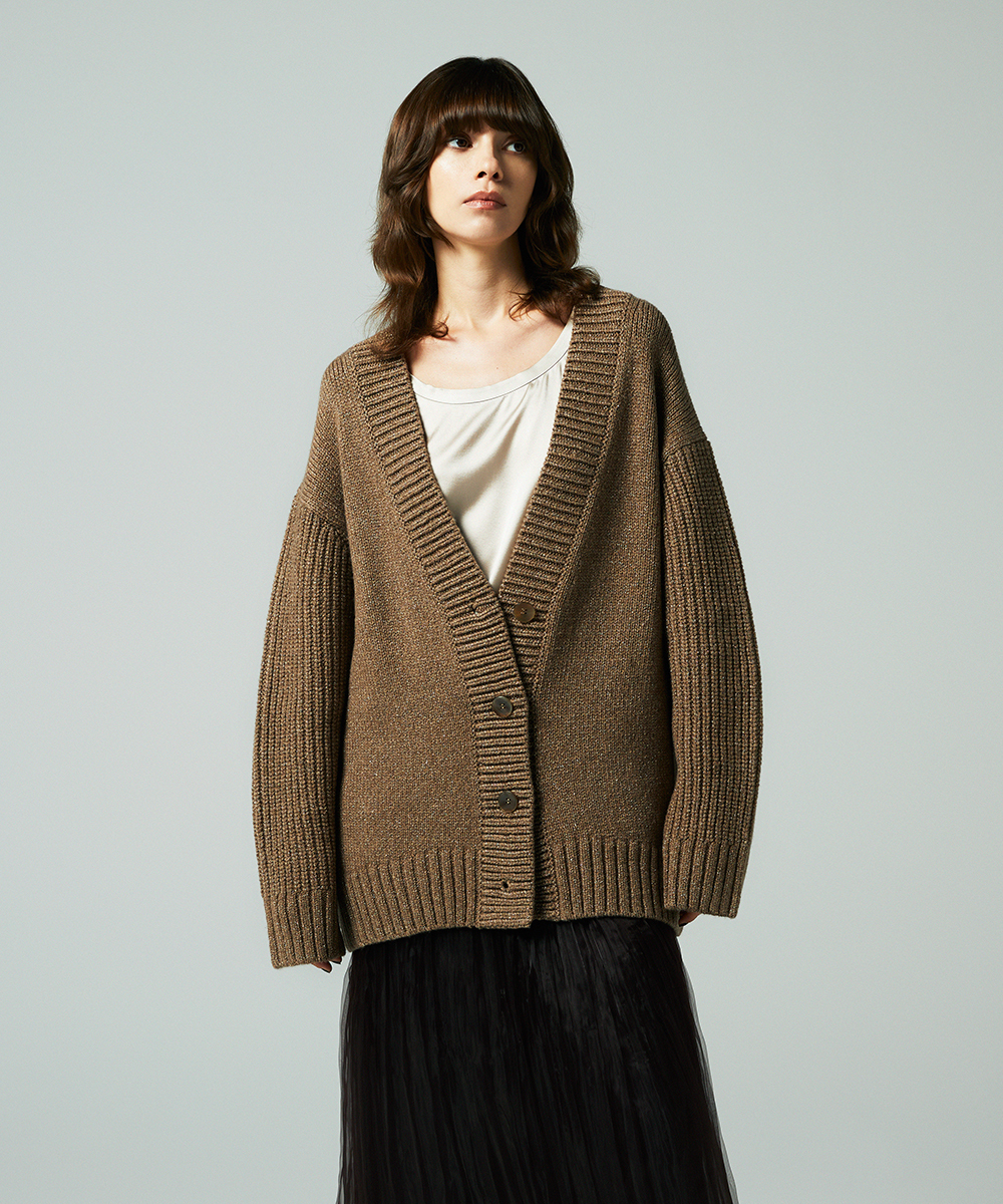 EAUVIRE リリヤーンラメカーディガン ベージュ