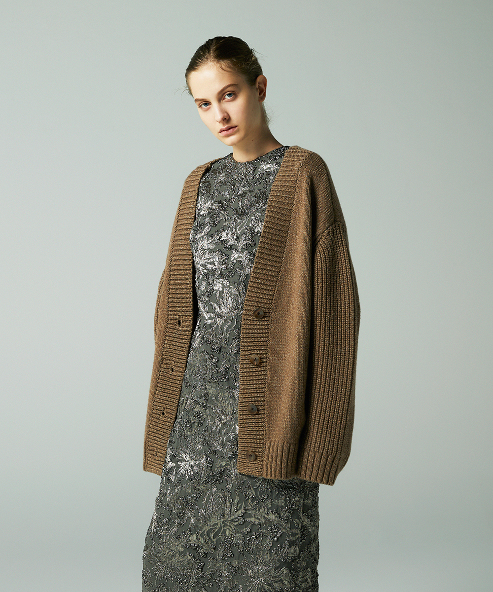 EAUVIRE リリヤーンラメカーディガン ベージュ