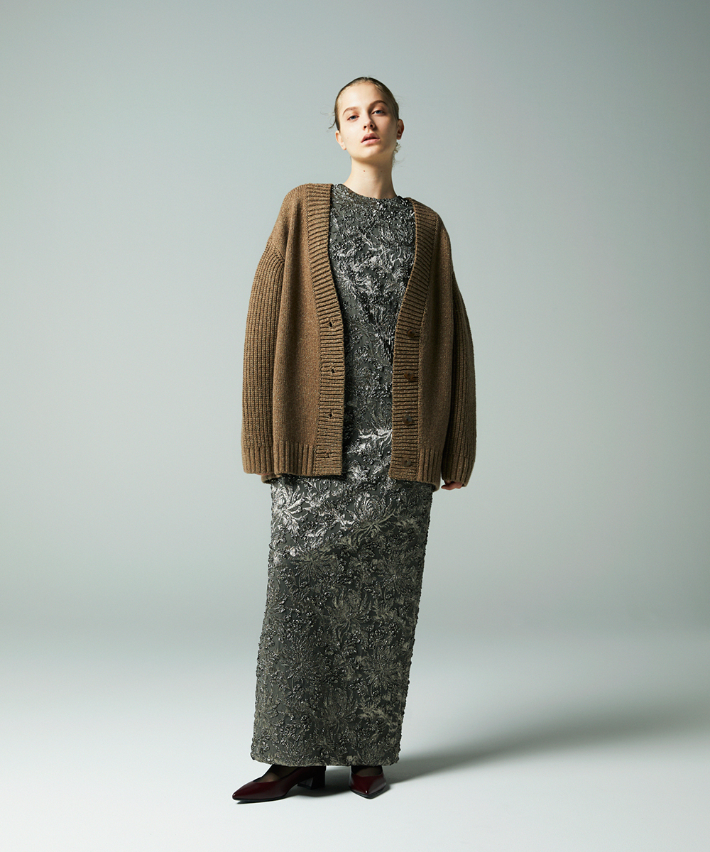 EAUVIRE リリヤーンラメカーディガン ベージュ