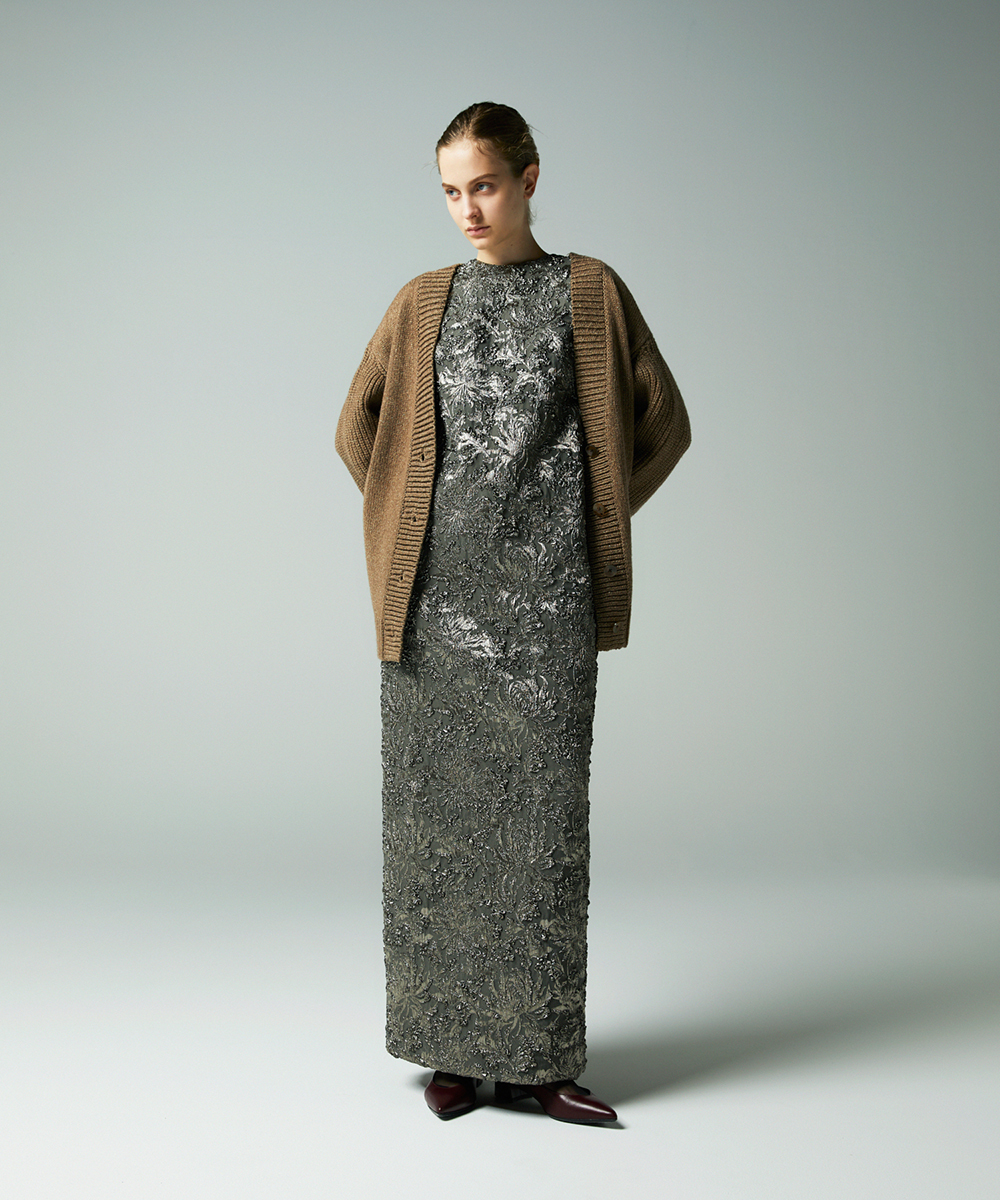 EAUVIRE リリヤーンラメカーディガン ベージュ