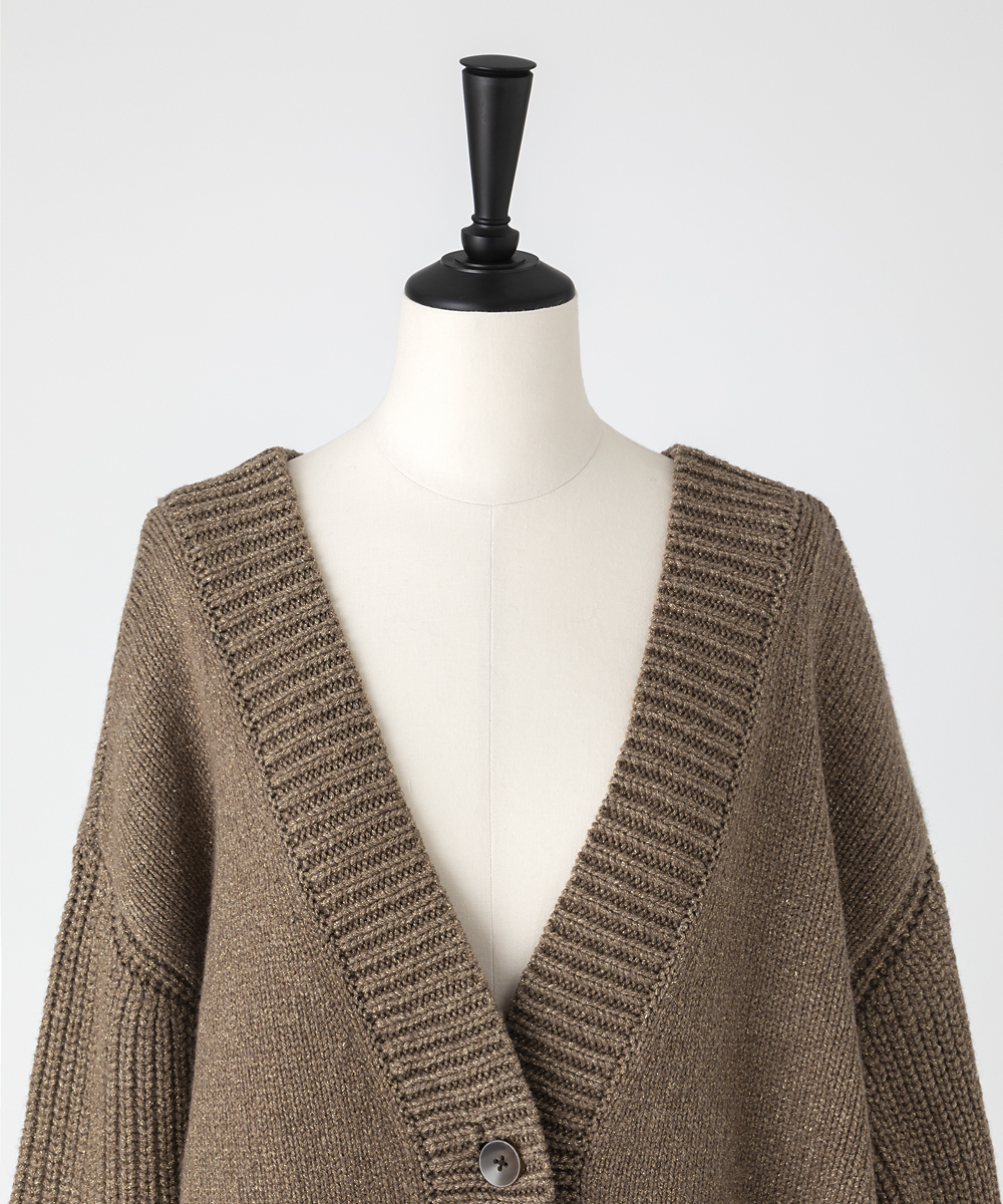 EAUVIRE リリヤーンラメカーディガン ベージュ