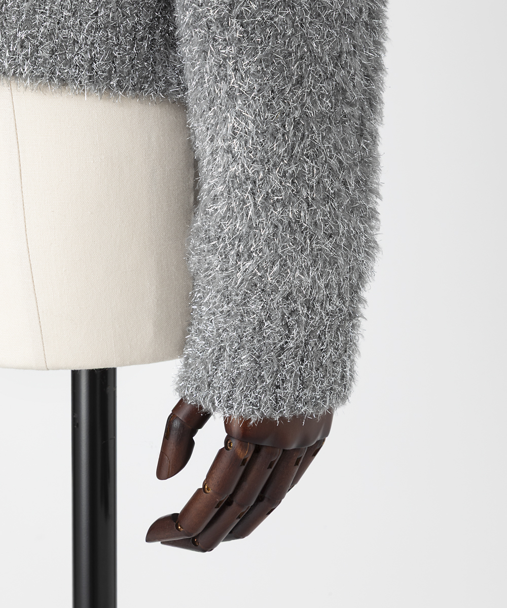 EAUVIRE フィルムラメジップアップブルゾン シルバー