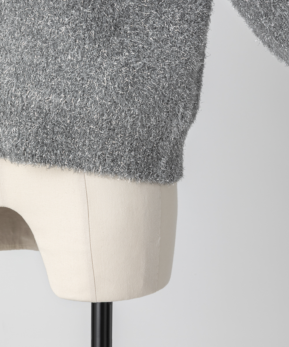 EAUVIRE フィルムラメジップアップブルゾン シルバー