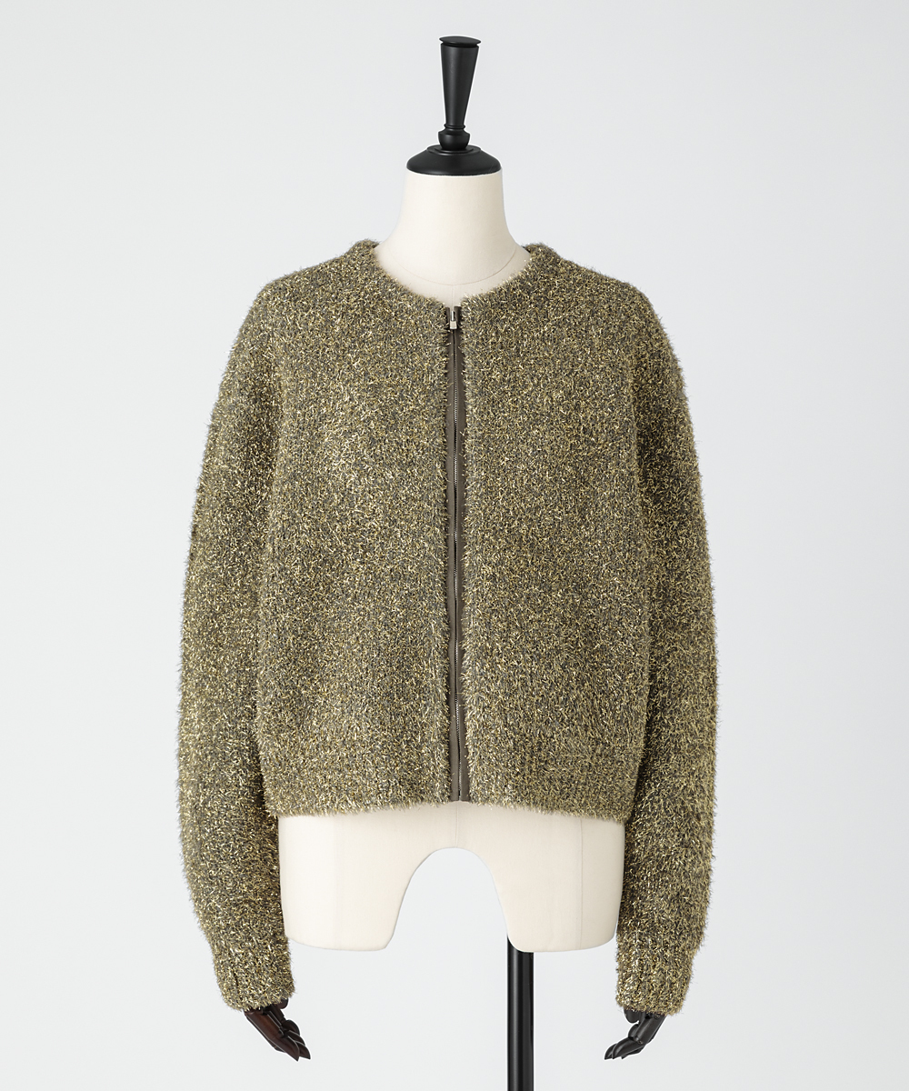 EAUVIRE フィルムラメジップアップブルゾン シルバー