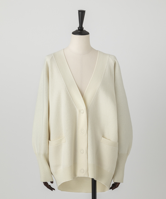 EAUVIRE ミラノリブVネックカーディガン オフホワイト