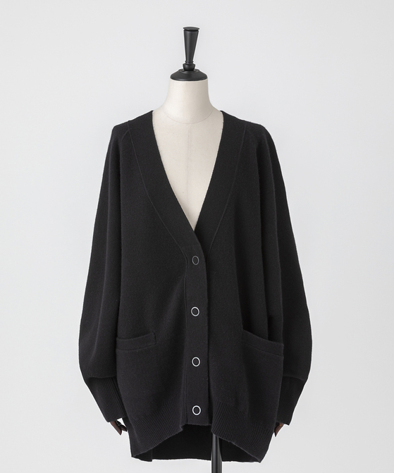 EAUVIRE ミラノリブVネックカーディガン ブラック