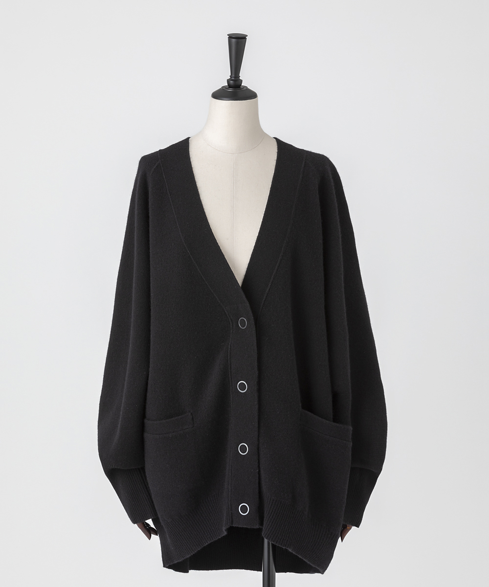 EAUVIRE ミラノリブVネックカーディガン ブラック