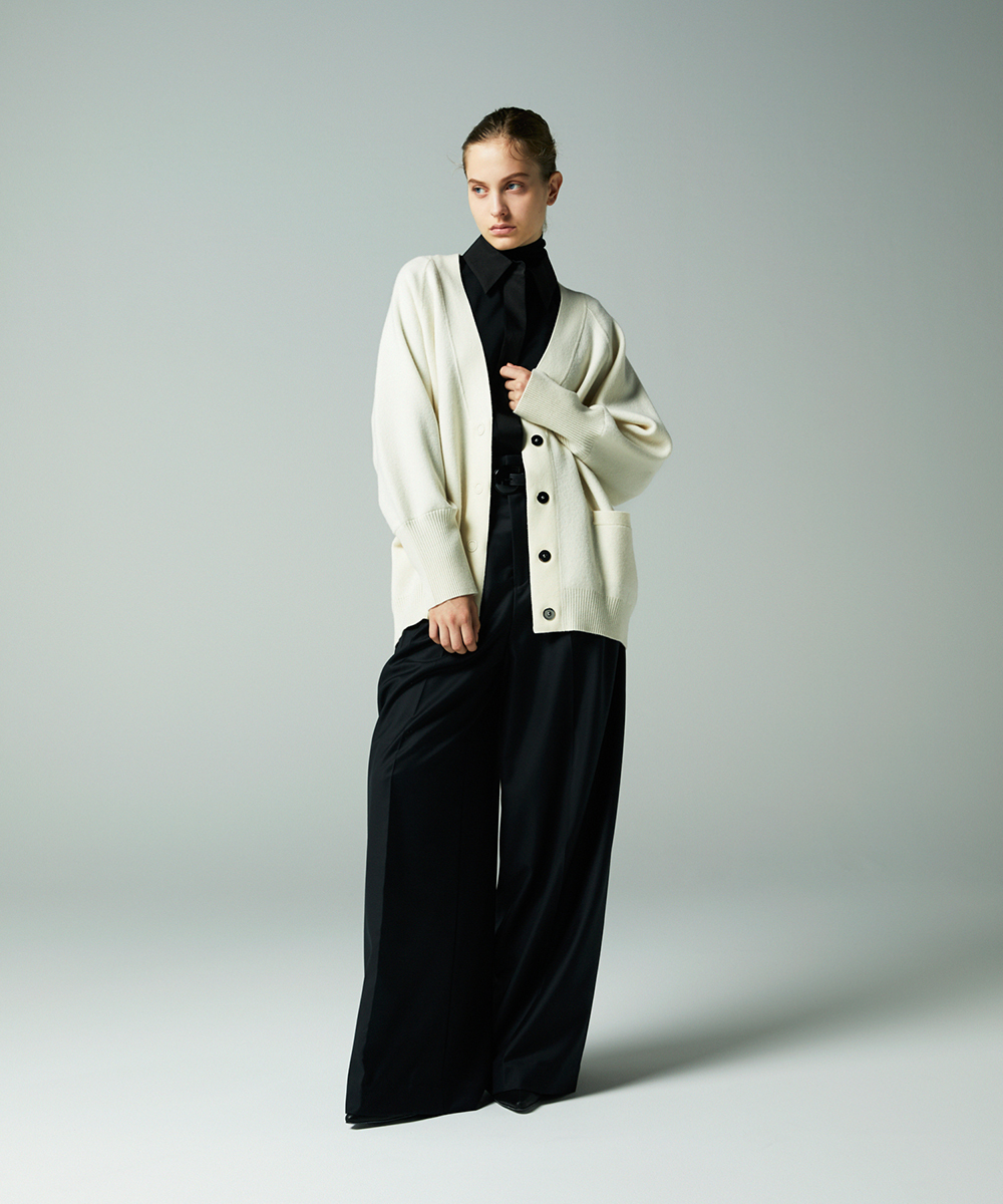 EAUVIRE ミラノリブVネックカーディガン ブラック