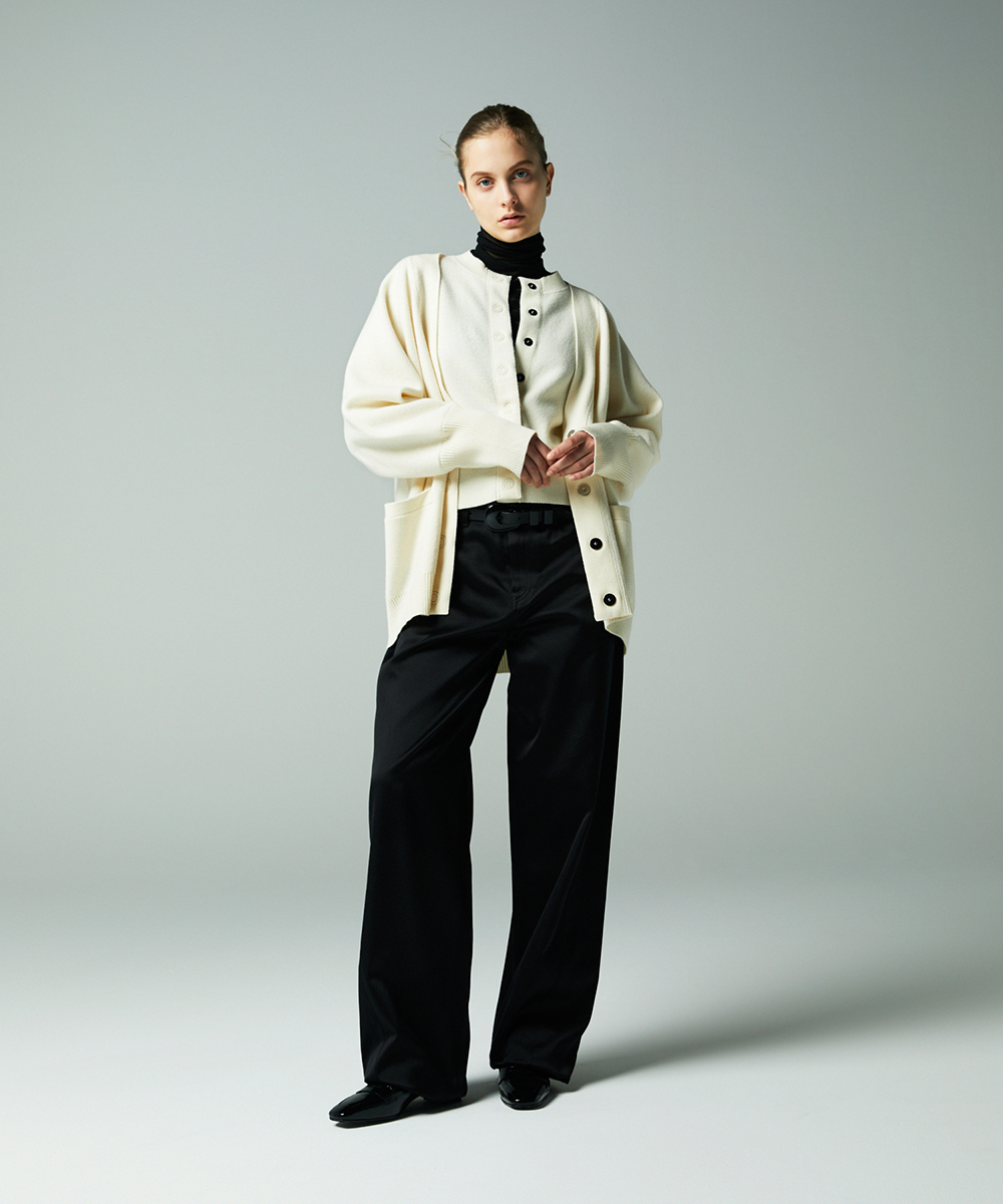 EAUVIRE ミラノリブVネックカーディガン ブラック