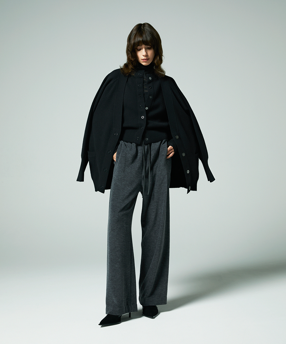 EAUVIRE ミラノリブVネックカーディガン ブラック