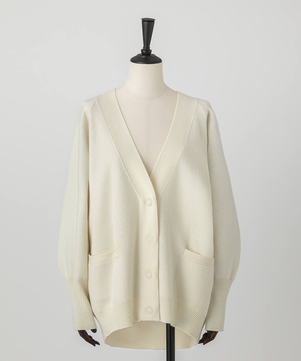 EAUVIRE ミラノリブVネックカーディガン ブラック