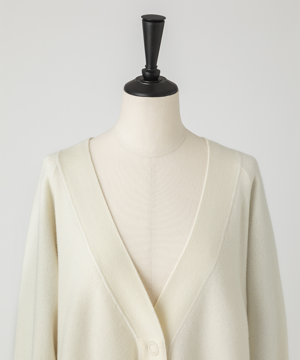 EAUVIRE ミラノリブVネックカーディガン ブラック