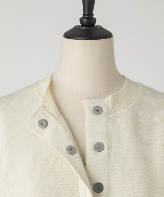 EAUVIRE ミラノリブクロップドカーディガン ブラック