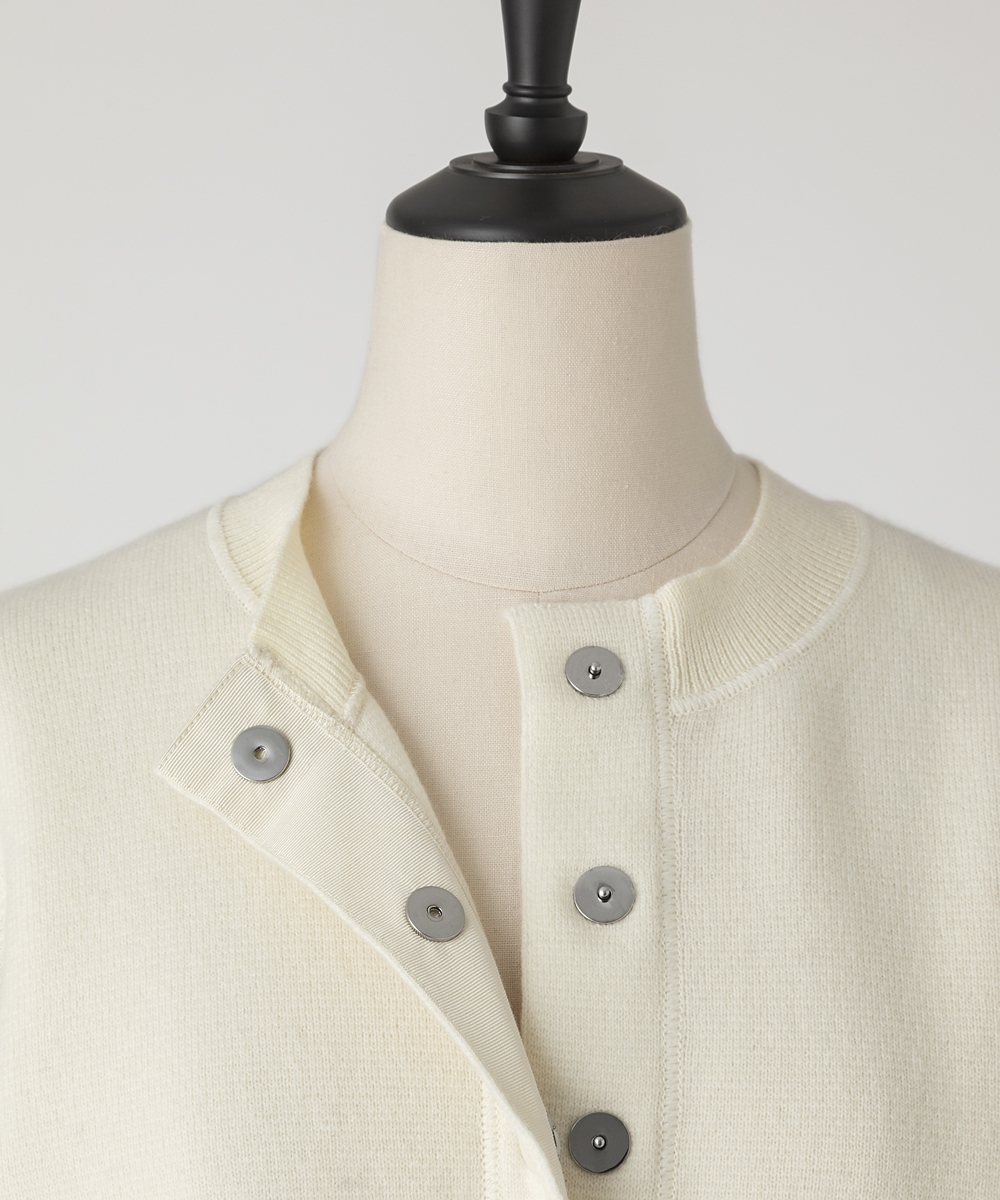 EAUVIRE ミラノリブクロップドカーディガン ブラック