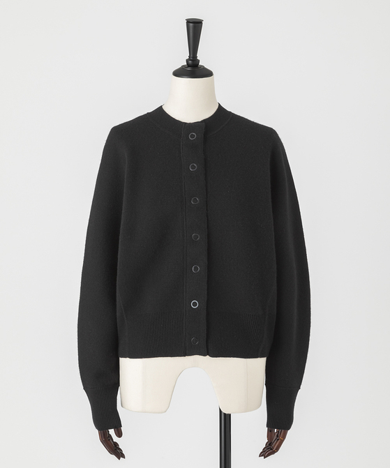EAUVIRE ミラノリブクロップドカーディガン ブラック
