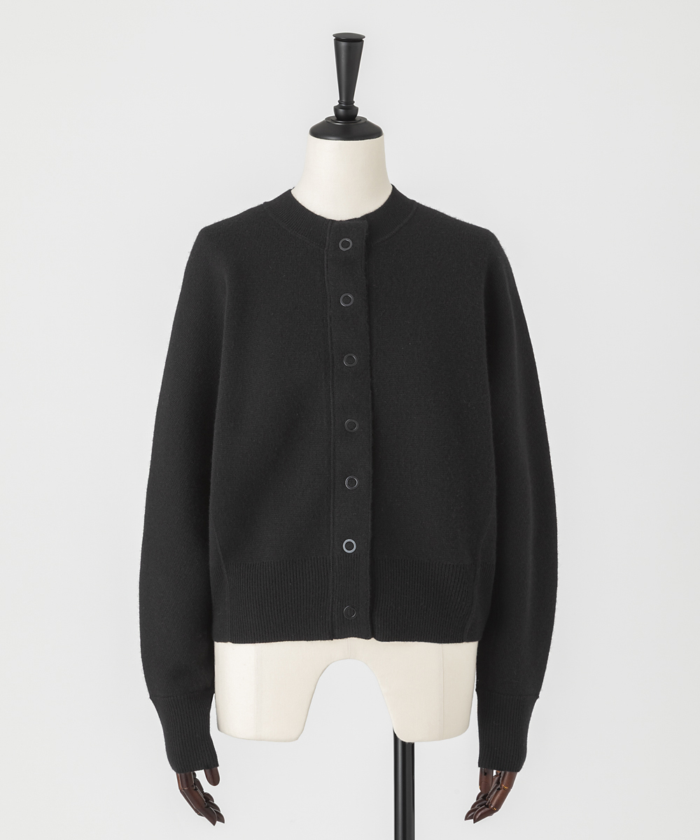 EAUVIRE ミラノリブクロップドカーディガン ブラック