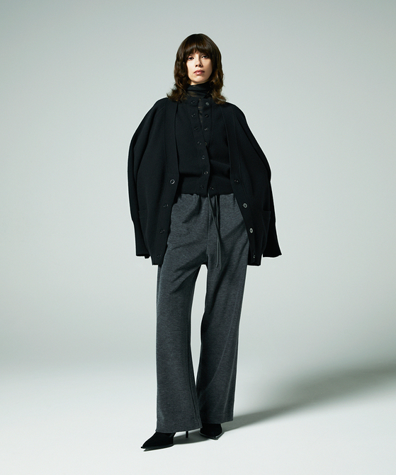 EAUVIRE ミラノリブクロップドカーディガン ブラック