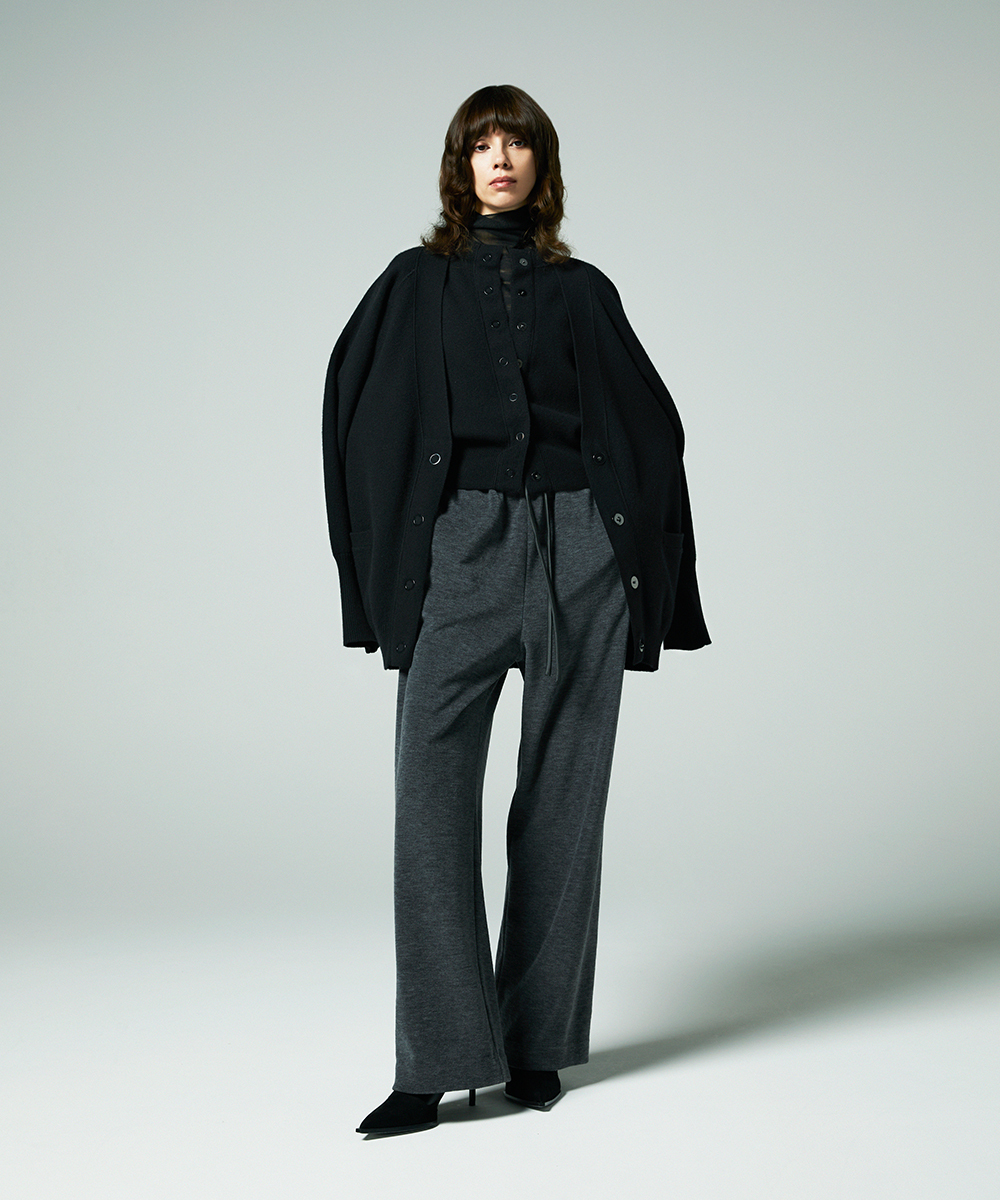 EAUVIRE ミラノリブクロップドカーディガン ブラック