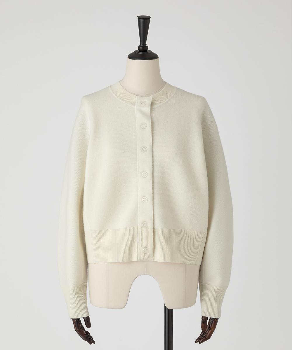 EAUVIRE ミラノリブクロップドカーディガン ブラック