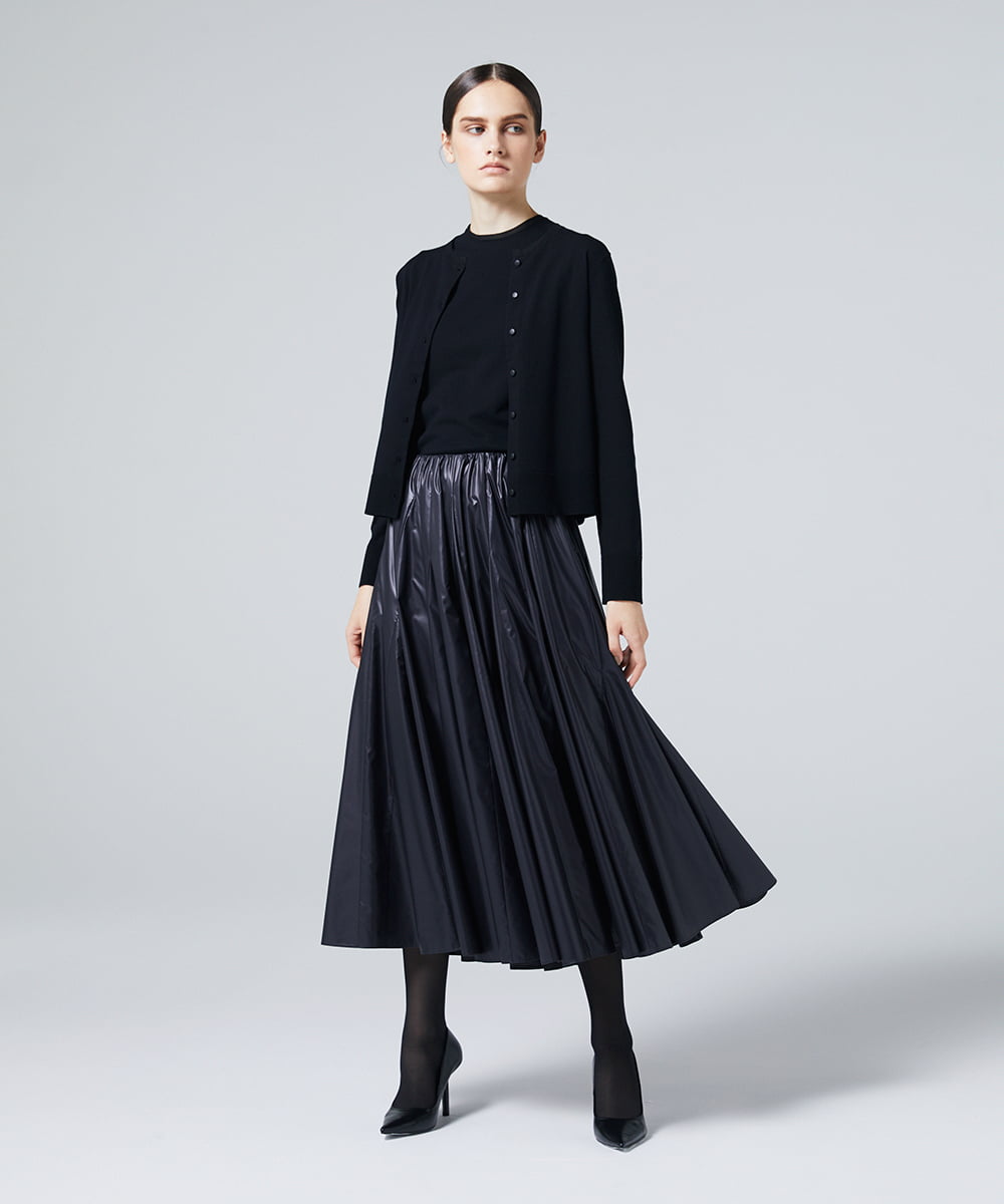 EAUVIRE シアー付属付きクルーネックカーディガン ホワイト