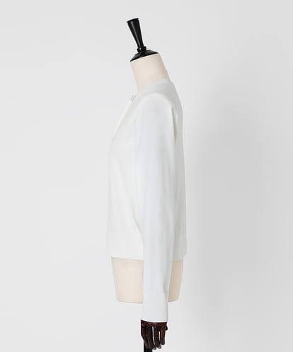 EAUVIRE シアー付属付きクルーネックカーディガン ホワイト