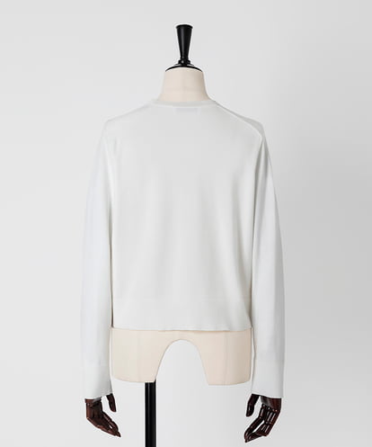 EAUVIRE シアー付属付きクルーネックカーディガン ホワイト