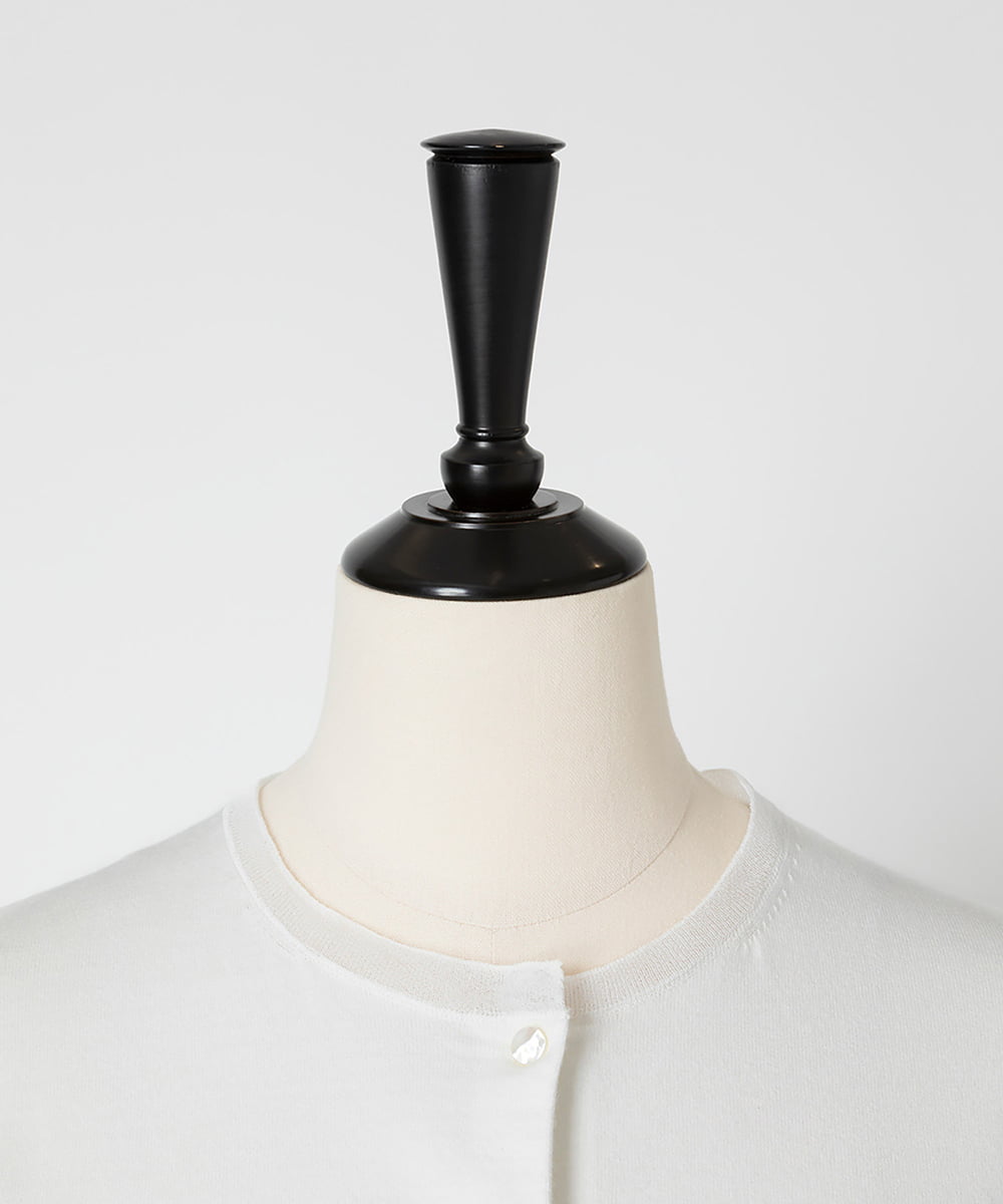 EAUVIRE シアー付属付きクルーネックカーディガン ホワイト