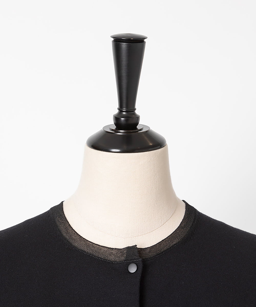 EAUVIRE シアー付属付きクルーネックカーディガン ホワイト