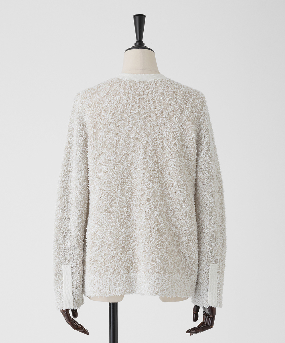 EAUVIRE ペーパーモールツイードカーディガン ホワイト