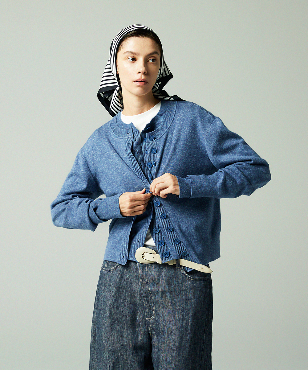 EAUVIRE カシミヤヘンプカーディガン インディゴ