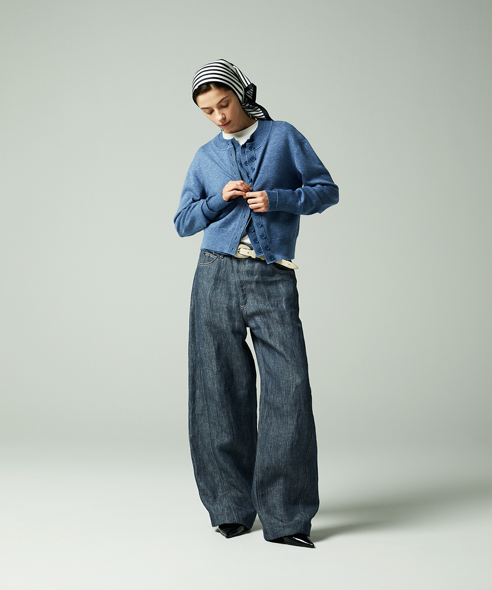 EAUVIRE カシミヤヘンプカーディガン インディゴ