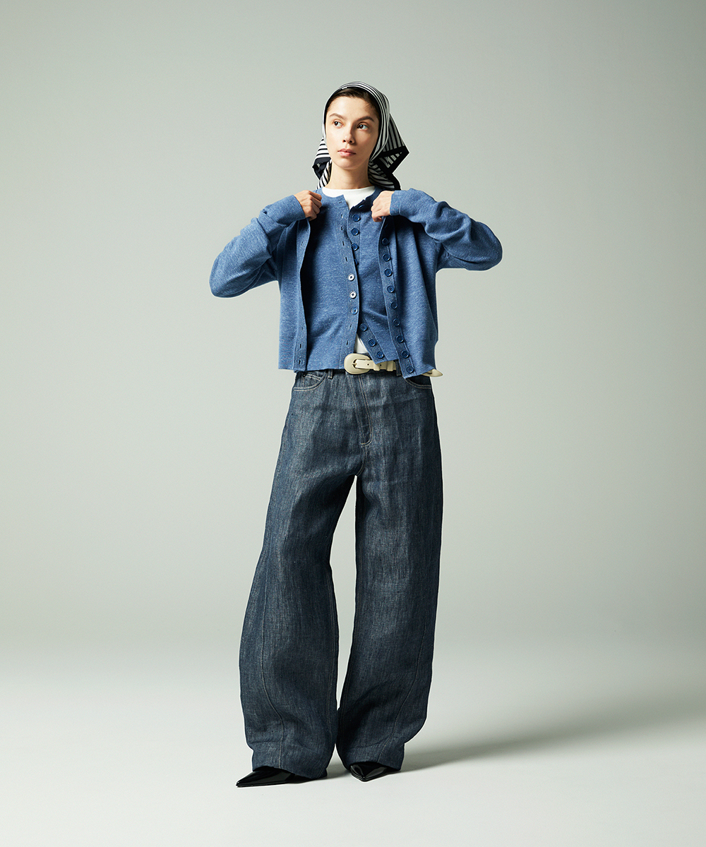 EAUVIRE カシミヤヘンプカーディガン インディゴ