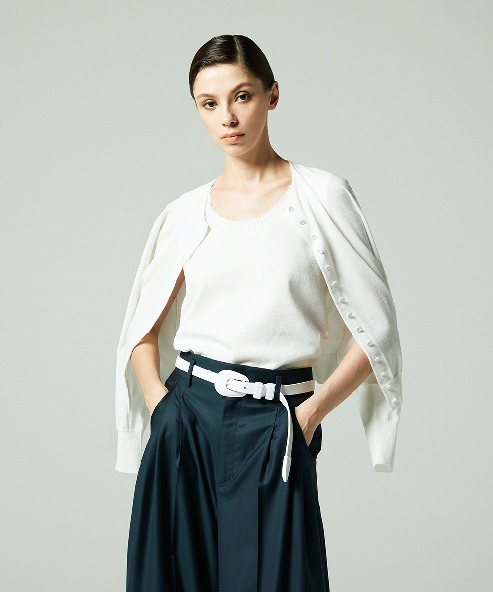 EAUVIRE コットンリネンカーディガン ホワイト