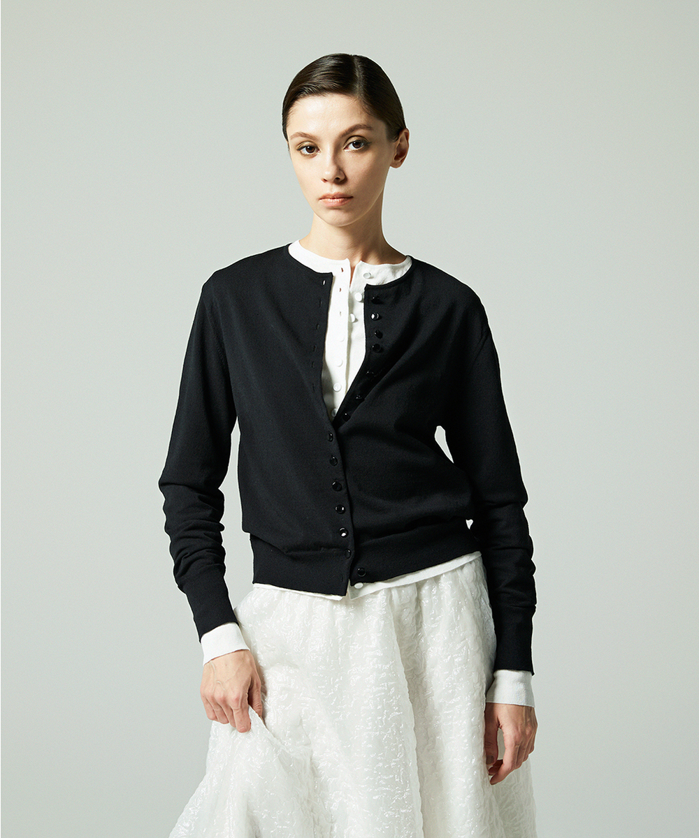 EAUVIRE コットンリネンカーディガン ブラック