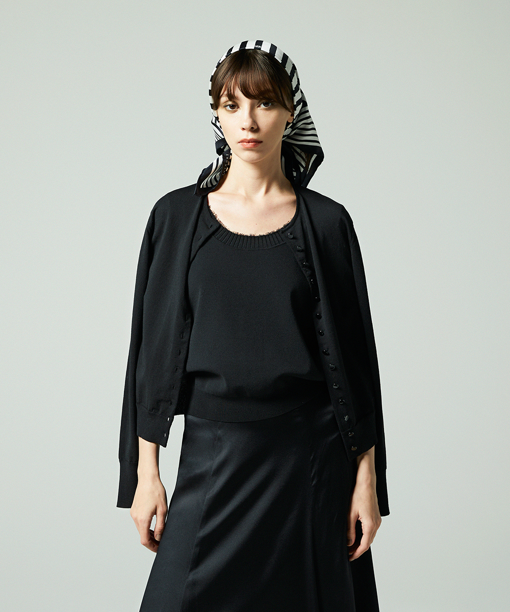 EAUVIRE コットンリネンカーディガン ブラック