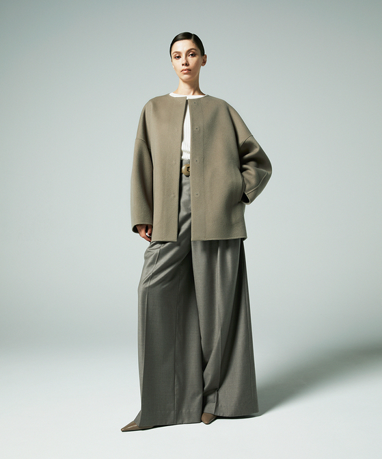 EAUVIRE Super180'sノーカラーミドルコート トープ