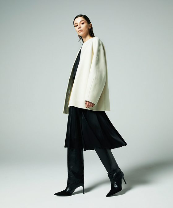 EAUVIRE Super180'sノーカラーミドルコート トープ