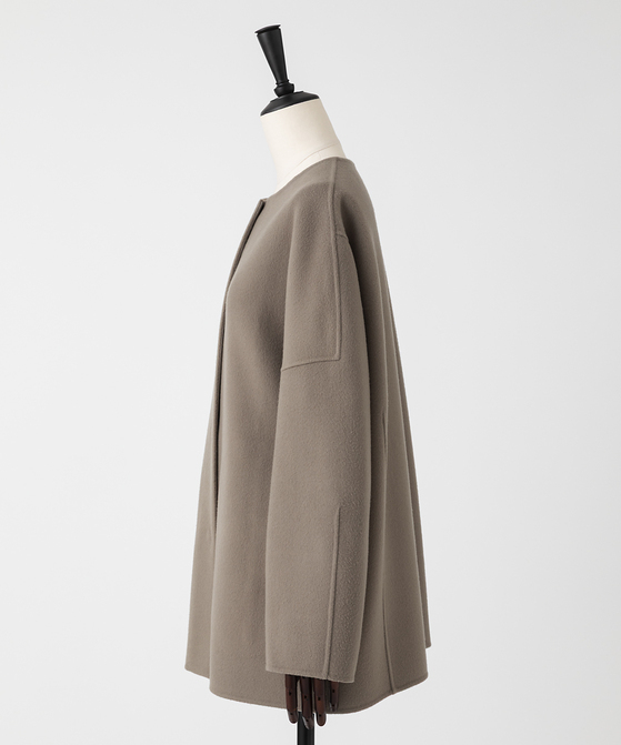 EAUVIRE Super180'sノーカラーミドルコート トープ