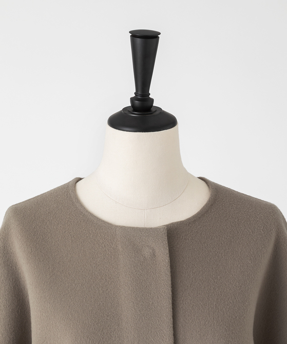 EAUVIRE Super180'sノーカラーミドルコート トープ