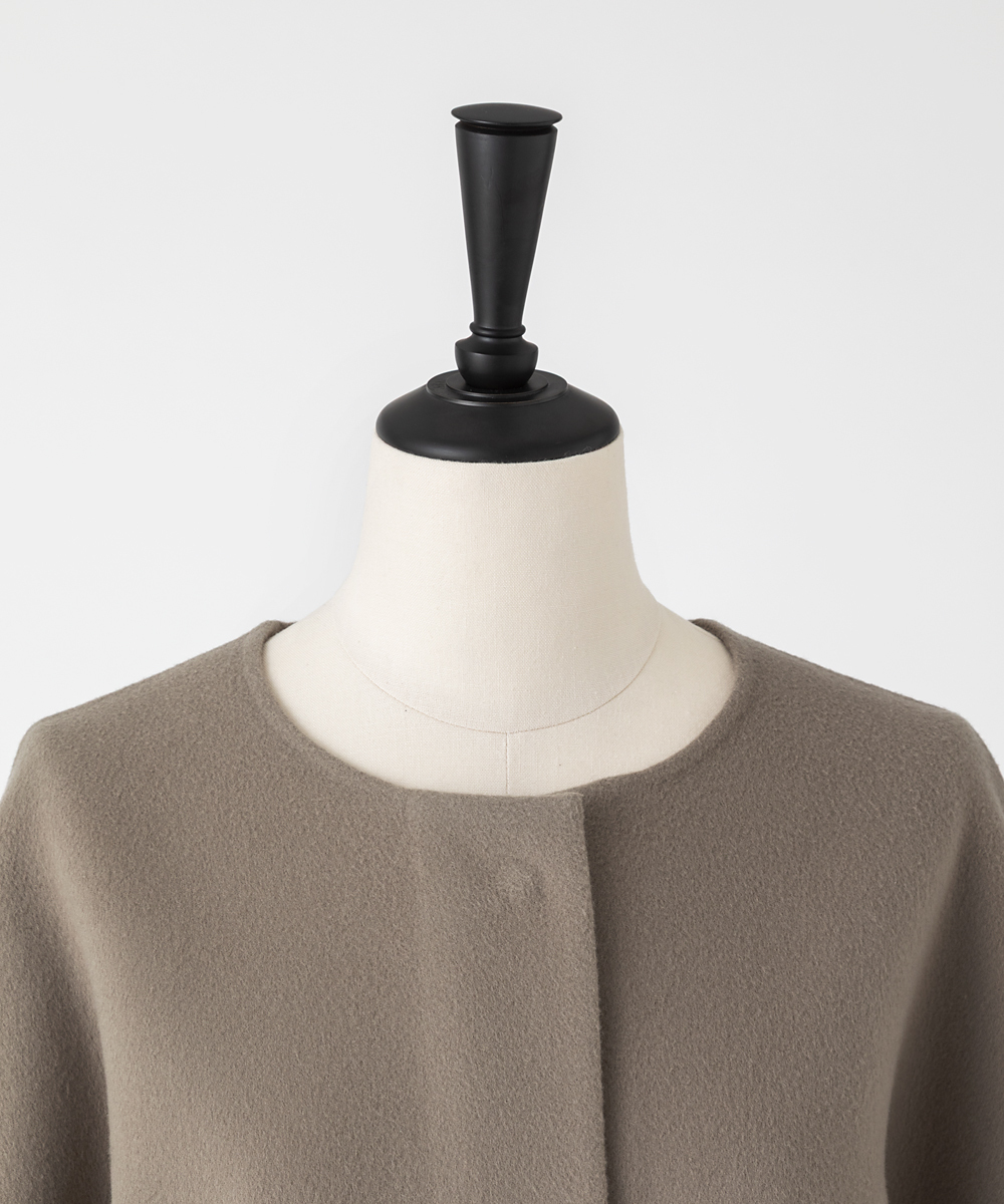 EAUVIRE Super180'sノーカラーミドルコート トープ