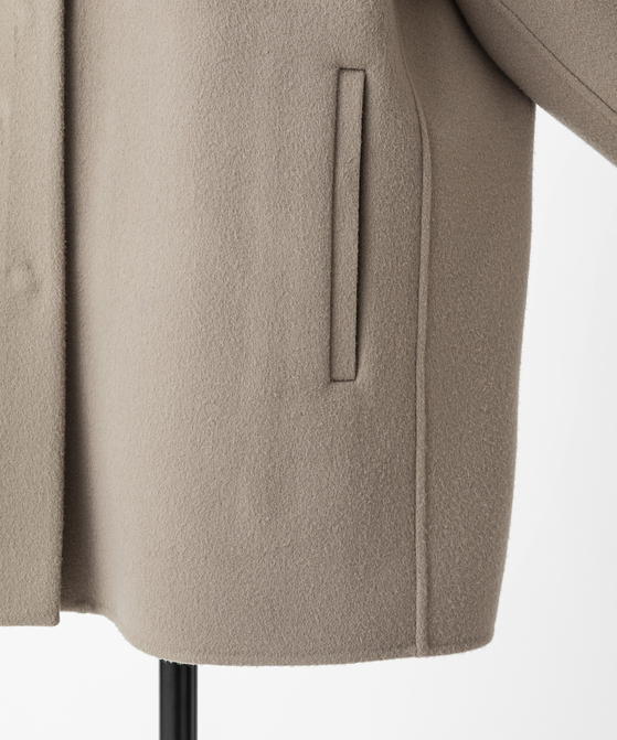 EAUVIRE Super180'sノーカラーミドルコート トープ