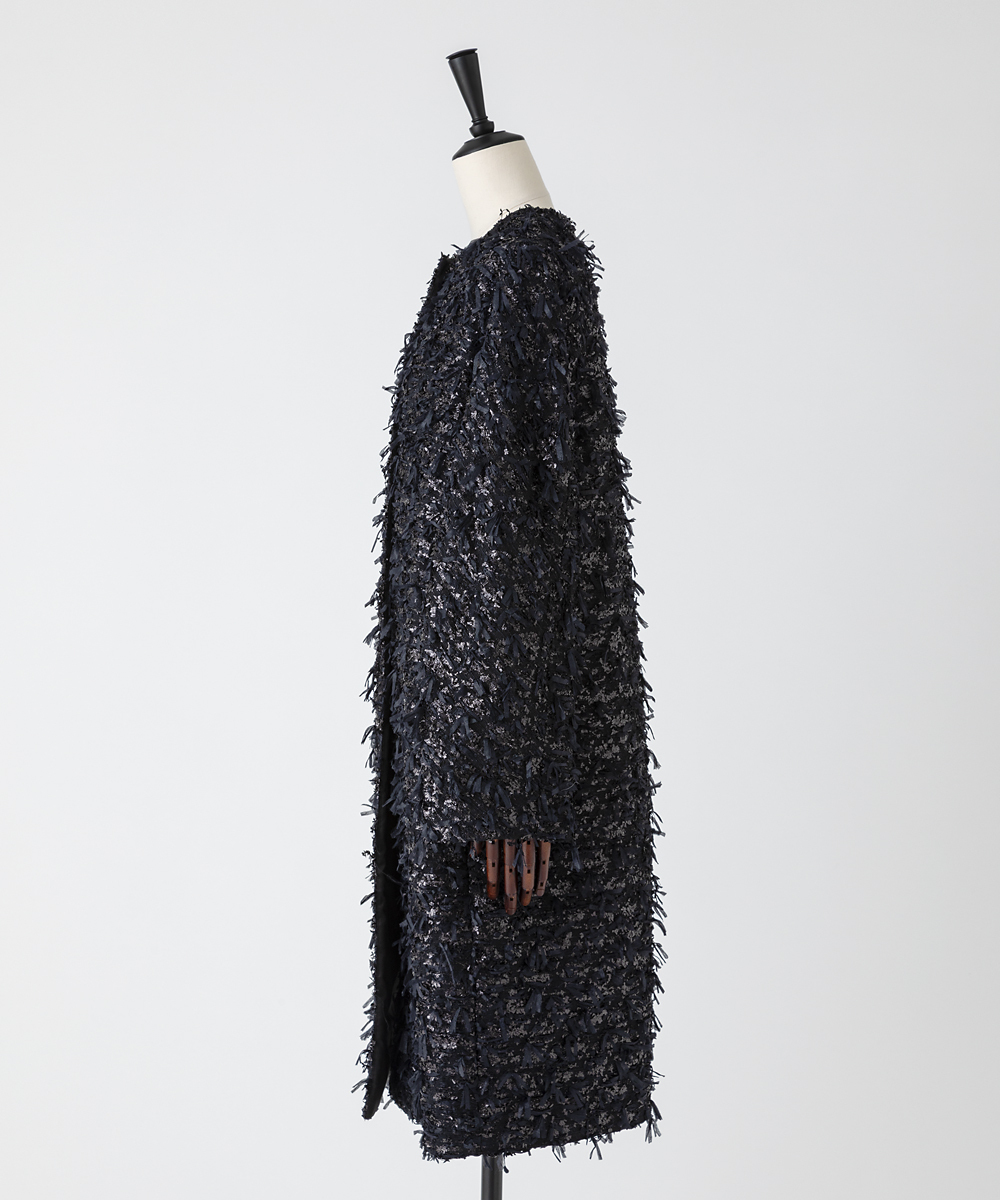 EAUVIRE リボンツイードコート ブラック