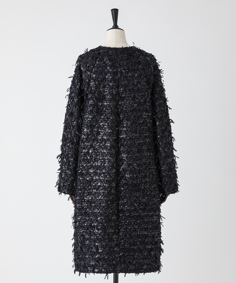 EAUVIRE リボンツイードコート ブラック